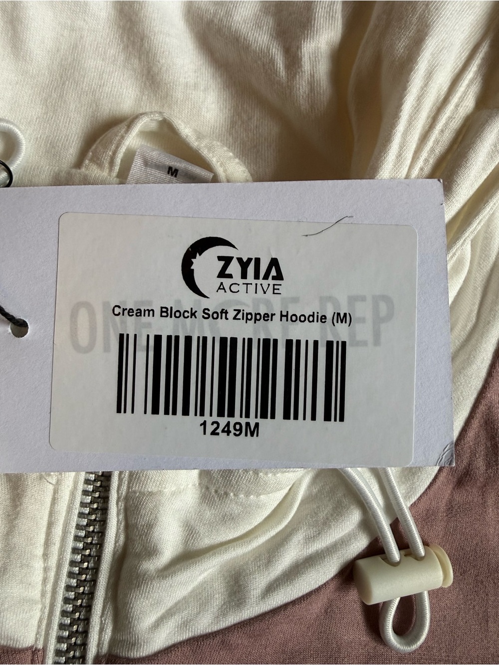 ZYIA Cream Block Soft Zip-Up Hooded Jacket - Cream, Gray & Mauve - Picture 4 of 4